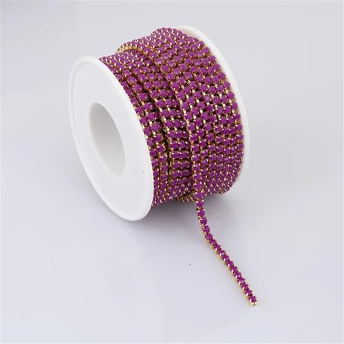 Bunte Strassverzierung, Goldkette, Bekleidung, Strassband für DIY-Zubehör, 2 mm/3 mm, 1007 SS6 (2 mm) – 4,5 m von Generic