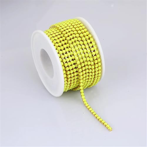 Bunte Strassverzierung, Goldkette, Bekleidung, Strassband für DIY-Zubehör, 2 mm/3 mm, Goldgelb, SS12 (3 mm), 9,1 m von Generic