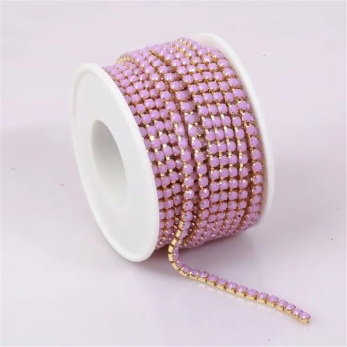 Bunte Strassverzierung, Goldkette, Bekleidung, Strassband für DIY-Zubehör, 2 mm/3 mm, Goldviolett, SS6 (2 mm), 4,5 m von Generic