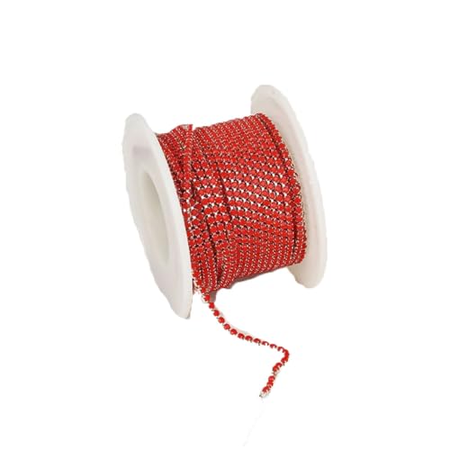 Bunte Strassverzierung, Goldkette, Bekleidung, Strassband für DIY-Zubehör, 2 mm/3 mm, silberrot, SS6 (2 mm), 4,5 m von Generic