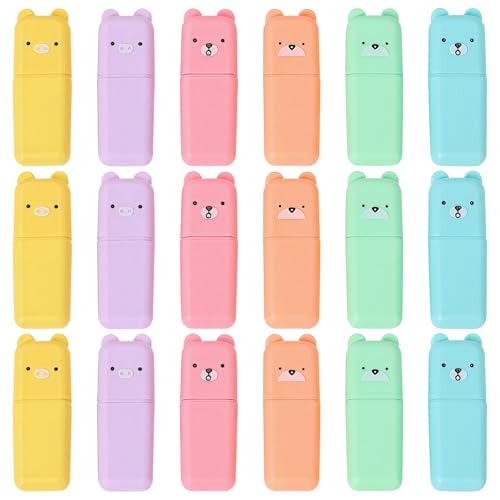 Buntes Textmarker-Set, 18-teilig, Mini-Marker, bezauberndes Bären-Design, doppelte Keilspitze, transparenter Schaft, ideal für Schule, Zuhause, Büro Buntes Textmarker-Set, 18-teilig, Mini-Marker, bezauberndes Bären-Design, doppelte Keilspitze, transparenter Schaft, ideal für Schule, Zuhause, Büro von Generic