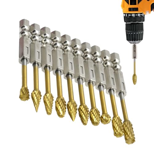 Burr Bits, Schneiden von Burrs - Wolfram -Bohrer -Rotary -Werkzeugset von 10,Mehrzweck-Carbide-Burr-Kit mit 1/4 Zoll Schaft für die Metallbearbeitung des Gravures Debring-Porting Burr Bits, Schneiden von Burrs - Wolfram -Bohrer -Rotary -Werkzeugset von 10,Mehrzweck-Carbide-Burr-Kit mit 1/4 Zoll Schaft für die Metallbearbeitung des Gravures Debring-Porting von Generic