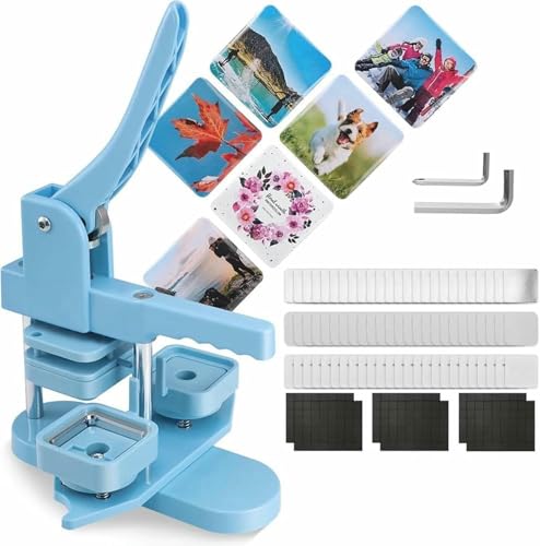 Button Maker Maschine, 50 mm quadratisches Fotomagnet Button Maker Kit, mit 100 quadratischen Magnetbuttons zum Basteln, für DIY-Bastelgeschenke, Handpress-Pin-Button Button Maker Maschine, 50 mm quadratisches Fotomagnet Button Maker Kit, mit 100 quadratischen Magnetbuttons zum Basteln, für DIY-Bastelgeschenke, Handpress-Pin-Button von Generic