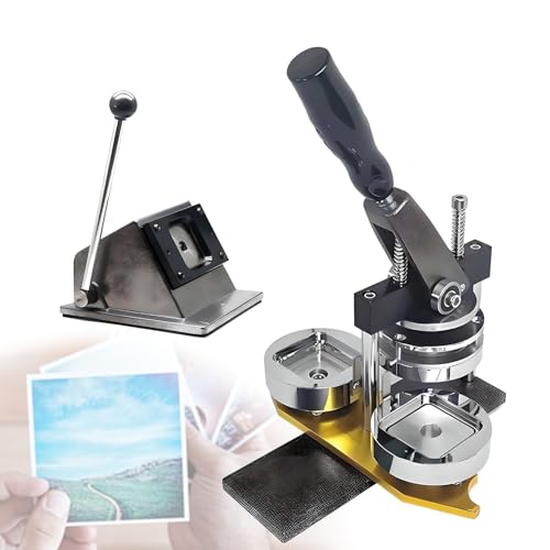 Button-Maker-Maschine, 50 x 50 mm Kühlschrank-Aufkleber-Maschine für benutzerdefinierte Kühlschrankmagnete, quadratischer Button-Button-Button-Maker, mit Papierschneider und 100-teiligen Mat Button-Maker-Maschine, 50 x 50 mm Kühlschrank-Aufkleber-Maschine für benutzerdefinierte Kühlschrankmagnete, quadratischer Button-Button-Button-Maker, mit Papierschneider und 100-teiligen Mat von Generic