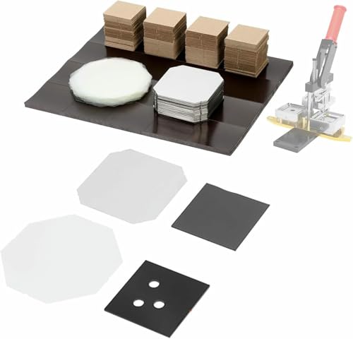 Button Maker Maschine, 80 x 80 mm Fotomagnet Maschine, DIY Kühlschrankmagnete Maker Maschine mit 150 Verbrauchsmaterialien, Button Button Maker Kit, zum Dekorieren von Kühlschränken von Generic