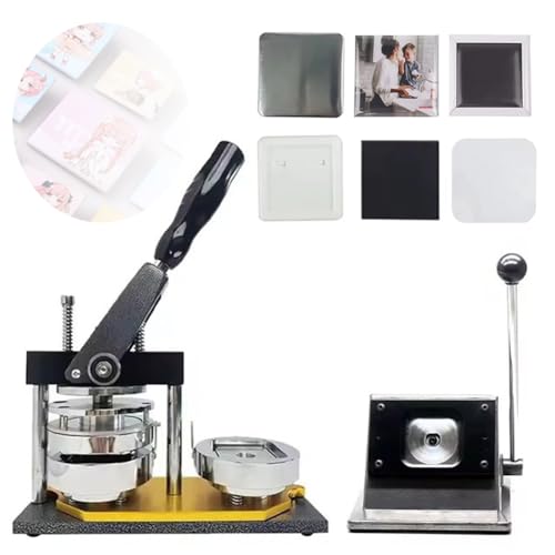 Button Maker Maschine, Button Presse, Kühlschrankmagnet Button Maker mit 50 x 50 mm, Professioneller Button Maker aus Metall + Papierschneider + 100-teiliger Komponenten DIY Button Maker für Button Maker Maschine, Button Presse, Kühlschrankmagnet Button Maker mit 50 x 50 mm, Professioneller Button Maker aus Metall + Papierschneider + 100-teiliger Komponenten DIY Button Maker für von Generic