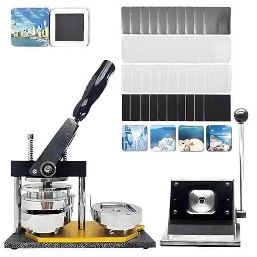 Button Maker Maschine, Button Presse, mit 50 x 50 mm Kühlschrankmagnet Button Maker, Professioneller Button Maker aus Metall + Papierschneider + 100-teiliger Komponenten DIY Button Maker für Button Maker Maschine, Button Presse, mit 50 x 50 mm Kühlschrankmagnet Button Maker, Professioneller Button Maker aus Metall + Papierschneider + 100-teiliger Komponenten DIY Button Maker für von Generic