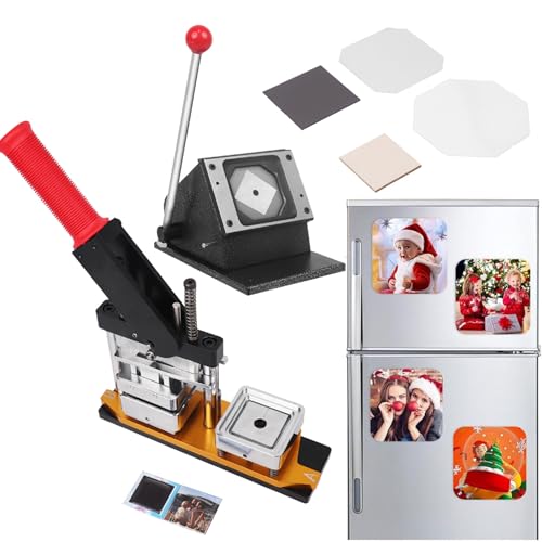 Button Maker Maschine, DIY Kühlschrank Foto Magnet Maschine, Quadratische Kühlschrank Magnete, Rechteckige Button Maker Kit, für Bild Button Button, 50 * 50 mm, Maschine + Karton + Magnet Button Maker Maschine, DIY Kühlschrank Foto Magnet Maschine, Quadratische Kühlschrank Magnete, Rechteckige Button Maker Kit, für Bild Button Button, 50 * 50 mm, Maschine + Karton + Magnet von Generic