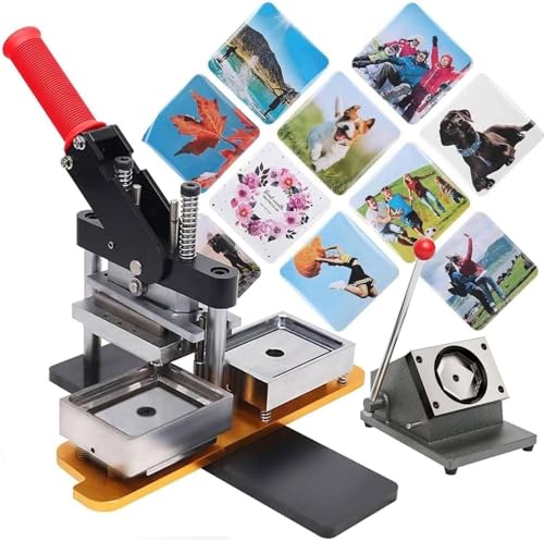 Button-Maker-Maschine, Kühlschrankmagnet-Button-Button-Herstellung, Kühlschrank-Fotomagnet-Maschine, 63,5 x 63,5 mm/2,5 x 2,5 Zoll DIY-Maschine zur Herstellung quadratischer Buttons mit 1000 Button-Maker-Maschine, Kühlschrankmagnet-Button-Button-Herstellung, Kühlschrank-Fotomagnet-Maschine, 63,5 x 63,5 mm/2,5 x 2,5 Zoll DIY-Maschine zur Herstellung quadratischer Buttons mit 1000 von Generic