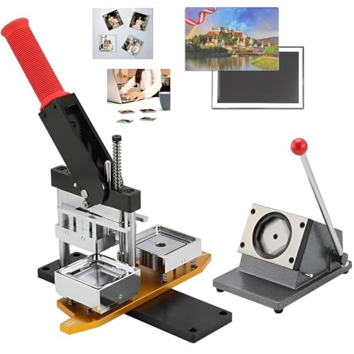 Button-Maker-Maschine, Kühlschrankmagnet-Button-Maker, Kühlschrank-Fotomagnet-Maschine, 53 x 80 mm/2,1 x 3,2 Zoll DIY-Button-Maker-Maschine mit 1000 Verbrauchsmaterial-Sets + Papierschneider Button-Maker-Maschine, Kühlschrankmagnet-Button-Maker, Kühlschrank-Fotomagnet-Maschine, 53 x 80 mm/2,1 x 3,2 Zoll DIY-Button-Maker-Maschine mit 1000 Verbrauchsmaterial-Sets + Papierschneider von Generic