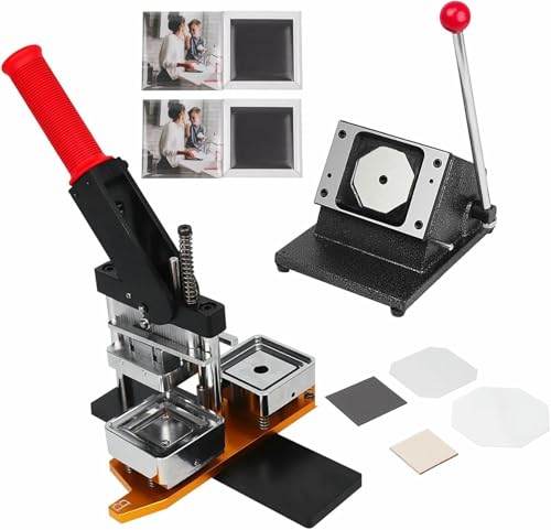 Button-Maker-Maschine, Set zur Herstellung von quadratischen Button-Button-Kühlschrankmagneten, DIY-Maschine zur Herstellung von rechteckigen Foto-Kühlschrankmagneten 5 x 5 cm mit Papierschn Button-Maker-Maschine, Set zur Herstellung von quadratischen Button-Button-Kühlschrankmagneten, DIY-Maschine zur Herstellung von rechteckigen Foto-Kühlschrankmagneten 5 x 5 cm mit Papierschn von Generic