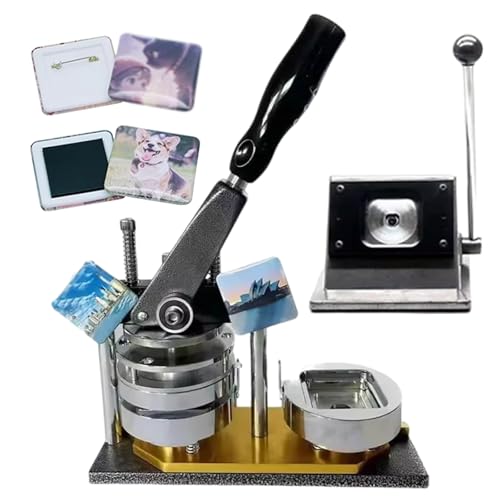 Buttonmaschine, 50 mm quadratischer Kühlschrankmagnet-Maker, Buttonpresse mit 100 Zubehörsets zum Buttonmachen, DIY-Kühlschrankmagnet-Button, für persönliche Fotos, Urlaubsbotschaften Buttonmaschine, 50 mm quadratischer Kühlschrankmagnet-Maker, Buttonpresse mit 100 Zubehörsets zum Buttonmachen, DIY-Kühlschrankmagnet-Button, für persönliche Fotos, Urlaubsbotschaften von Generic