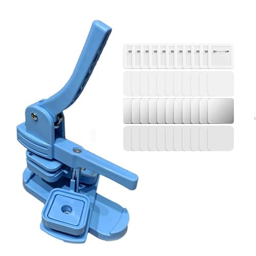 Buttonmaschine, 50 x 50 mm (2 x 2 Zoll), quadratische Buttonmaschine, Kühlschrankmagnet-Button-Maker-Kit, DIY-Button-Pressmaschine + 100-teiliges Button-Zubehör, Blau von Generic