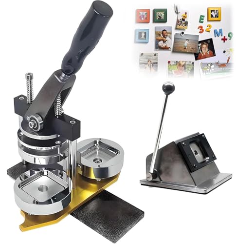 Buttonmaschine, 50 x 50 mm Buttonmaschine, Kühlschrankmagnet-Fotomaschine mit Papierschneider + 100 Verbrauchsmaterialien, für Heimhandwerk/Lehrgegenstände Buttonmaschine, 50 x 50 mm Buttonmaschine, Kühlschrankmagnet-Fotomaschine mit Papierschneider + 100 Verbrauchsmaterialien, für Heimhandwerk/Lehrgegenstände von Generic