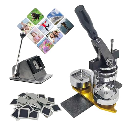 Buttonmaschine, 50 x 50 mm Buttonmaschine, Magnet-Set auf Lehrniveau, Papierschneider, 100 Verbrauchsmaterialien, zum Dekorieren von Kühlschränken und jedem beliebigen Ort mit Eisen Buttonmaschine, 50 x 50 mm Buttonmaschine, Magnet-Set auf Lehrniveau, Papierschneider, 100 Verbrauchsmaterialien, zum Dekorieren von Kühlschränken und jedem beliebigen Ort mit Eisen von Generic