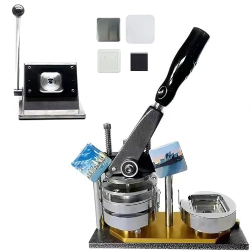 Buttonmaschine, 50 x 50 mm Buttonpresse, Maschine zur Herstellung quadratischer Kühlschrankmagnete mit Papierschneider und 100 DIY-Komponenten, professionelle Herstellung von Metallbuttons f Buttonmaschine, 50 x 50 mm Buttonpresse, Maschine zur Herstellung quadratischer Kühlschrankmagnete mit Papierschneider und 100 DIY-Komponenten, professionelle Herstellung von Metallbuttons f von Generic