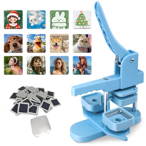 Buttonmaschine, 50 x 50 mm quadratische Kühlschrankmagnetmaschine, DIY-Fotomagnet-Pressmaschine, Kühlschrankaufkleber-Herstellungsmaschine 2 x 2 Zoll mit 100 Stück Kühlschrankmagnetmateriali Buttonmaschine, 50 x 50 mm quadratische Kühlschrankmagnetmaschine, DIY-Fotomagnet-Pressmaschine, Kühlschrankaufkleber-Herstellungsmaschine 2 x 2 Zoll mit 100 Stück Kühlschrankmagnetmateriali von Generic