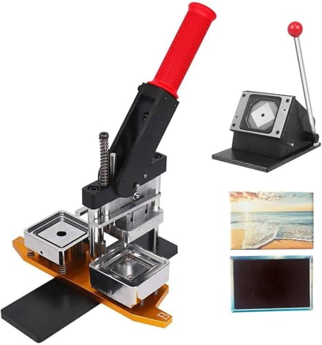 Buttonmaschine, 53 x 80 mm/2,1 x 3,2 Zoll, Pin-Maschine, Kühlschrankmagnete, DIY-Fotomagnet-Presse + Papierschneider + 1000 Materialien, Maker + Messer + (Acryl + Pins) * 1000 von Generic