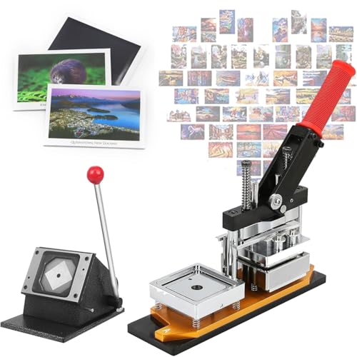 Buttonmaschine, 53 x 80 mm (2,1 x 3,2 Zoll), rechteckige Kühlschrankmagnete, Pinpresse, Buttonmaschine, Buttonmaker, mit 1 Papierschneider + 1000 Verbrauchsmaterialien, Maker + Messer + (Acr von Generic