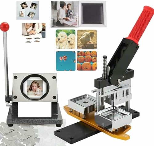 Buttonmaschine, 53 x 80 mm (2,1 x 3,2 Zoll) Maschine zur Herstellung rechteckiger Magnete mit 1000 Verbrauchsmaterialien, für Kühlschränke, mit Bildern und Knöpfen, Maker + Messer + (Karton von Generic