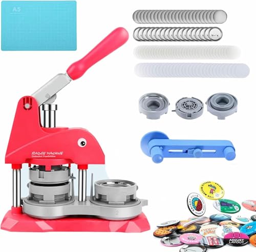 Buttonmaschine, 58 mm Pin-Button-Maker mit 100-teiligem Zubehör und Kreisschneider, DIY-Button-Set, stellen Sie Ihre eigenen Kühlschrankmagnete her Buttonmaschine, 58 mm Pin-Button-Maker mit 100-teiligem Zubehör und Kreisschneider, DIY-Button-Set, stellen Sie Ihre eigenen Kühlschrankmagnete her von Generic