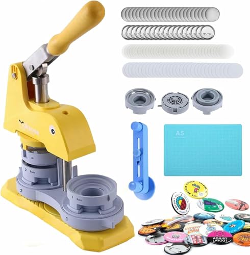 Buttonmaschine, 58 mm Pin-Button-Maker mit 100-teiligem Zubehör und Kreisschneider, DIY-Button-Set, stellen Sie Ihre eigenen Kühlschrankmagnete her von Generic