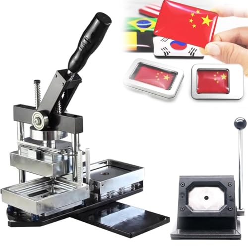 Buttonmaschine, 80 x 53 mm/90 x 65 mm rechteckige Kühlschrankmagnet-Maschine, Buttonpresse, DIY-Kühlschrank-Fotomagnet-Maschine mit Papierschneider, für Bild-Buttons Buttonmaschine, 80 x 53 mm/90 x 65 mm rechteckige Kühlschrankmagnet-Maschine, Buttonpresse, DIY-Kühlschrank-Fotomagnet-Maschine mit Papierschneider, für Bild-Buttons von Generic