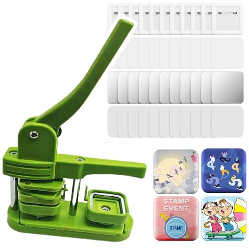 Buttonmaschine, Button-Maker-Set für quadratische Kühlschrankmagnete, Button-Maker-Maschine für Kühlschrankmagnete, 50 mm/2 Zoll DIY-Anstecker-Button-Presse mit 100-teiligem Button-Zubehör, Buttonmaschine, Button-Maker-Set für quadratische Kühlschrankmagnete, Button-Maker-Maschine für Kühlschrankmagnete, 50 mm/2 Zoll DIY-Anstecker-Button-Presse mit 100-teiligem Button-Zubehör, von Generic
