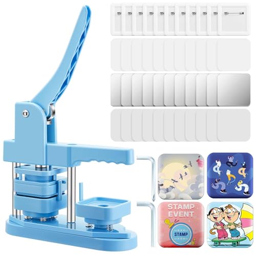 Buttonmaschine, Button-Maker-Set für quadratische Kühlschrankmagnete, Button-Maker-Maschine für quadratische Kühlschrankmagnete, 50 mm/2 Zoll DIY-Anstecker-Button-Presse mit 100-teiligem But Buttonmaschine, Button-Maker-Set für quadratische Kühlschrankmagnete, Button-Maker-Maschine für quadratische Kühlschrankmagnete, 50 mm/2 Zoll DIY-Anstecker-Button-Presse mit 100-teiligem But von Generic