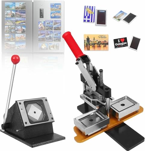 Buttonmaschine, Buttonherstellungsset, Buttonherstellungsmaschine, 65 x 90 mm (2,6 x 3,5 Zoll) Magnetpresse mit 1000 Verbrauchsmaterialsätzen und Papierschneider, Maker + Messer + (Acryl + S von Generic