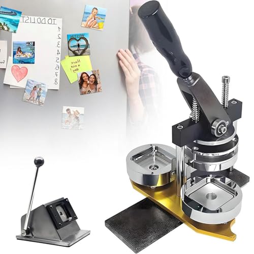 Buttonmaschine, Buttonmaschine, 50 mm quadratische Fotomagnetmaschine, robuste Metall-Kühlschrank-Fotomagnetmaschine, Presse, 100-teiliges Set, Heimwerker, Anfänger Buttonmaschine, Buttonmaschine, 50 mm quadratische Fotomagnetmaschine, robuste Metall-Kühlschrank-Fotomagnetmaschine, Presse, 100-teiliges Set, Heimwerker, Anfänger von Generic