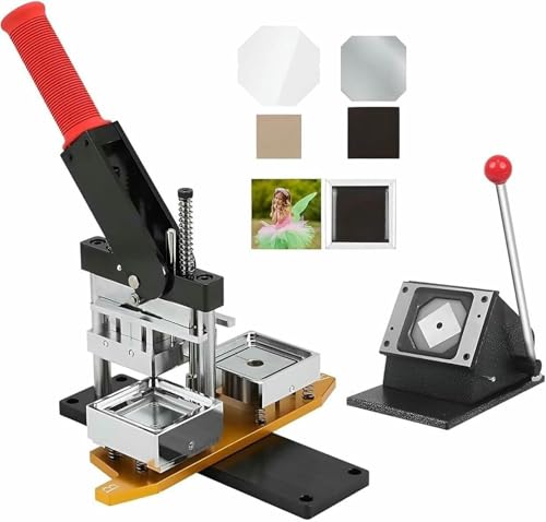 Buttonmaschine, Buttonmaschine, 50 x 50 mm quadratischer Kühlschrankmagnet-Button zum Herstellen von Buttons + Papierschneider + 100-teiliges Verbrauchsmaterial, DIY-Metall-Button-Press-Kit, Buttonmaschine, Buttonmaschine, 50 x 50 mm quadratischer Kühlschrankmagnet-Button zum Herstellen von Buttons + Papierschneider + 100-teiliges Verbrauchsmaterial, DIY-Metall-Button-Press-Kit, von Generic
