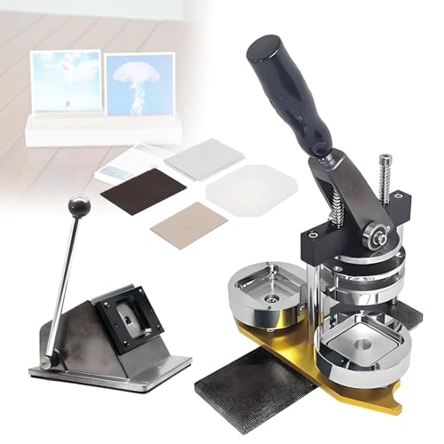 Buttonmaschine, Buttonpresse, 50 x 50 mm Kühlschrankmagnet-Button-Button-Herstellung, professioneller Button-Maker aus Metall + Papierschneider + 100-teiliger Komponenten-DIY-Button-Maker Buttonmaschine, Buttonpresse, 50 x 50 mm Kühlschrankmagnet-Button-Button-Herstellung, professioneller Button-Maker aus Metall + Papierschneider + 100-teiliger Komponenten-DIY-Button-Maker von Generic