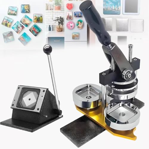 Buttonmaschine, Fotomagnet-Herstellungsmaschine, Kühlschrankaufkleber-Herstellungsmaschine, Fotomagnetpresse + Papierschneider + 120 Materialsätze zum Dekorieren von Kühlschränken, 50 x 50 m Buttonmaschine, Fotomagnet-Herstellungsmaschine, Kühlschrankaufkleber-Herstellungsmaschine, Fotomagnetpresse + Papierschneider + 120 Materialsätze zum Dekorieren von Kühlschränken, 50 x 50 m von Generic