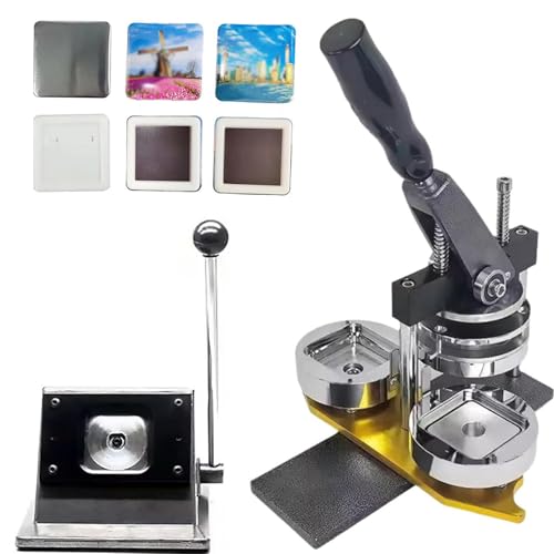 Buttonmaschine, Fotomagnetmaschine, 50 x 50 mm DIY-Bausatz für quadratische Kühlschrankmagnete, einschließlich Maschine und 100 Materialien mit abgerundeten Kanten, zur Verwendung in Kühlsch Buttonmaschine, Fotomagnetmaschine, 50 x 50 mm DIY-Bausatz für quadratische Kühlschrankmagnete, einschließlich Maschine und 100 Materialien mit abgerundeten Kanten, zur Verwendung in Kühlsch von Generic