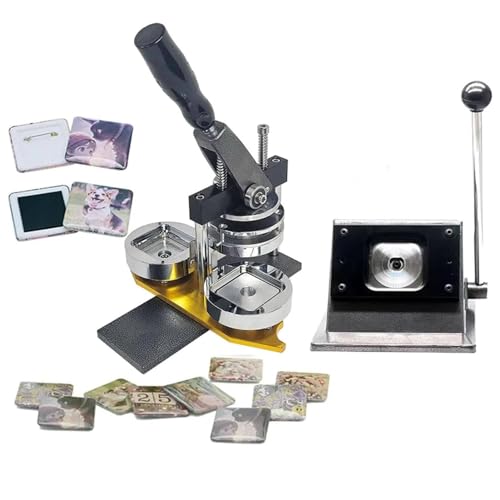 Buttonmaschine, Leichtmagnetmaschine zur Herstellung quadratischer Kühlschrankmagnete, 50 x 50 mm DIY-Kit, einschließlich Maschine und 100 Stück mit abgerundeten Kanten zur Verwendung an Küh Buttonmaschine, Leichtmagnetmaschine zur Herstellung quadratischer Kühlschrankmagnete, 50 x 50 mm DIY-Kit, einschließlich Maschine und 100 Stück mit abgerundeten Kanten zur Verwendung an Küh von Generic