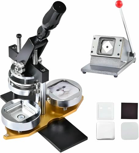 Buttonmaschine, Maschine zur Herstellung von Magneten, Maschine für quadratische Magnete von 2 x 2 Zoll/50 mm x 50 mm, DIY, mit 100 Zubehörteilen für Aufkleber und Bügelflächen Buttonmaschine, Maschine zur Herstellung von Magneten, Maschine für quadratische Magnete von 2 x 2 Zoll/50 mm x 50 mm, DIY, mit 100 Zubehörteilen für Aufkleber und Bügelflächen von Generic