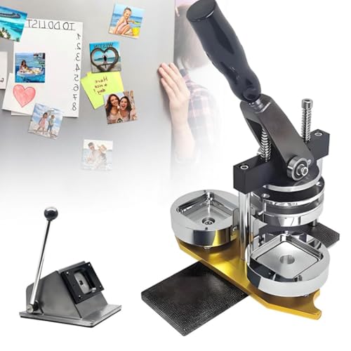Buttonmaschine, Set mit quadratischer Magnetmaschine, 50 x 50 mm DIY-Foto-Kühlschrankmagnetmaschine, 1 Pressmaschine + 1 Papierschneider + 100 Verbrauchsmaterialien für die DIY-Button-Herste Buttonmaschine, Set mit quadratischer Magnetmaschine, 50 x 50 mm DIY-Foto-Kühlschrankmagnetmaschine, 1 Pressmaschine + 1 Papierschneider + 100 Verbrauchsmaterialien für die DIY-Button-Herste von Generic