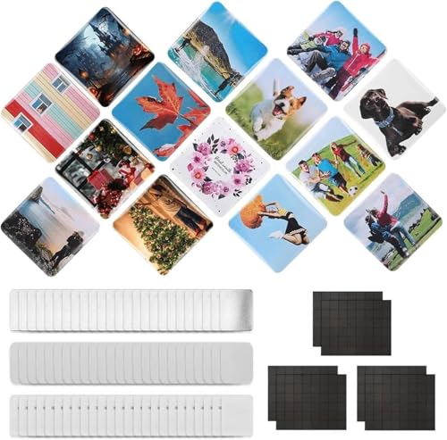 Buttonmaschine, Set zur Herstellung quadratischer Kühlschrankmagnete, Material für Foto-Kühlschrankmagnete, einschließlich Metallabdeckung, Rückabdeckung, Folie, Magnet, 5 x 5 m/2 × 2 Zoll, Buttonmaschine, Set zur Herstellung quadratischer Kühlschrankmagnete, Material für Foto-Kühlschrankmagnete, einschließlich Metallabdeckung, Rückabdeckung, Folie, Magnet, 5 x 5 m/2 × 2 Zoll, von Generic