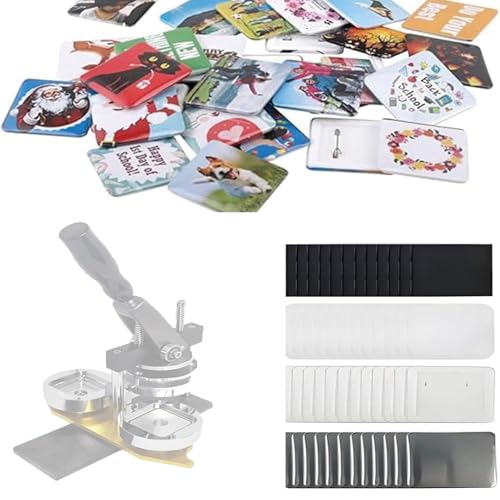 Buttonmaschine, Verbrauchsmaterial für die Herstellung quadratischer Knöpfe, Materialpaket für Kühlschrankmagnete, einschließlich Metallabdeckung, Rückabdeckung, Folie, Blankopapier und Magn Buttonmaschine, Verbrauchsmaterial für die Herstellung quadratischer Knöpfe, Materialpaket für Kühlschrankmagnete, einschließlich Metallabdeckung, Rückabdeckung, Folie, Blankopapier und Magn von Generic