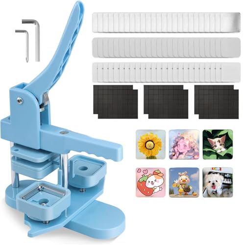 Buttonmaschine, quadratisch – 50 mm Foto-Buttonpresse mit 100 Sets Magnetzubehör für selbstgemachte Geschenke und Team-Buttons Buttonmaschine, quadratisch – 50 mm Foto-Buttonpresse mit 100 Sets Magnetzubehör für selbstgemachte Geschenke und Team-Buttons von Generic