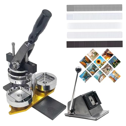 Buttonmaschine, quadratische Kühlschrankmagnete, 5,1 x 5,1 cm DIY-Foto-Kühlschrankaufkleber-Magnetpresse, mit Papierschneider + 100 Kit-Verbrauchsmaterialien, 180° drehbar für einfache Handh Buttonmaschine, quadratische Kühlschrankmagnete, 5,1 x 5,1 cm DIY-Foto-Kühlschrankaufkleber-Magnetpresse, mit Papierschneider + 100 Kit-Verbrauchsmaterialien, 180° drehbar für einfache Handh von Generic