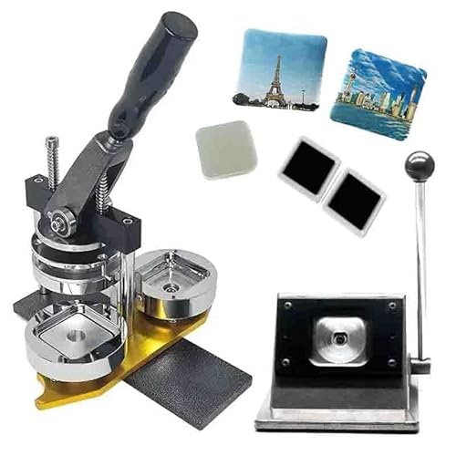 Buttonmaschine, quadratische Kühlschrankmagnete, 50 x 50 mm, DIY-Foto-Kühlschrankaufkleber, Magnetpresse + Papierschneider + 100-teiliges Material, Verwendung in Kühlschränken Buttonmaschine, quadratische Kühlschrankmagnete, 50 x 50 mm, DIY-Foto-Kühlschrankaufkleber, Magnetpresse + Papierschneider + 100-teiliges Material, Verwendung in Kühlschränken von Generic