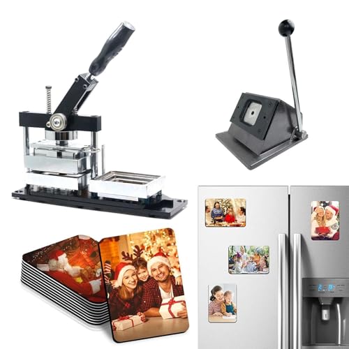 Buttonmaschine, rechteckig – 80 x 53 mm Fotomagnet-Set, DIY-Buttonmaschine für individuelle Anstecknadeln, Kühlschrankaufkleber-Magnetpresse Buttonmaschine, rechteckig – 80 x 53 mm Fotomagnet-Set, DIY-Buttonmaschine für individuelle Anstecknadeln, Kühlschrankaufkleber-Magnetpresse von Generic
