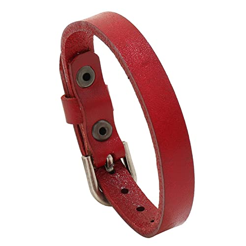 COMSY Robustes Punk-Lederarmband für Herren, verstellbares Armband, Vintage-Stil für Familie und Freunde, Freund, Ehemann,Rot COMSY Robustes Punk-Lederarmband für Herren, verstellbares Armband, Vintage-Stil für Familie und Freunde, Freund, Ehemann,Rot von Generic