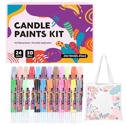 Candle Paint – Fabric Designing Pens 24 Pieces Pädagogische Dekoration Werkzeuge | Kreative Hobbyists Dekoratoren Enthusiasts Jacke Vases Hosen Shoes Bags Shirts Art Projects Textile Pattern Making von Generic