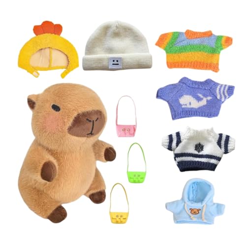 Capibara Plüschtier - Capibara Spielzeug mit Cartoon-Kleidung 9,06 Zoll Figur Ideal als Deko-Puppe und Sammlerstück Capibara Plüschtier - Capibara Spielzeug mit Cartoon-Kleidung 9,06 Zoll Figur Ideal als Deko-Puppe und Sammlerstück von Generic