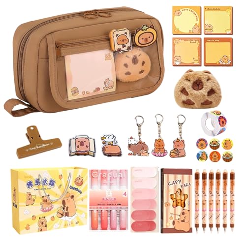 Capybara Geschenkbox - süßes Schreibwarenset für Kinder, Schulbedarf | Capybara Pencil Case, Gelstifte, Notizbücher, Aufkleber, Haftnotizen, Büro-Kit mit Capybara-Thema, unterhaltsames Schreibe Capybara Geschenkbox - süßes Schreibwarenset für Kinder, Schulbedarf | Capybara Pencil Case, Gelstifte, Notizbücher, Aufkleber, Haftnotizen, Büro-Kit mit Capybara-Thema, unterhaltsames Schreibe von Generic