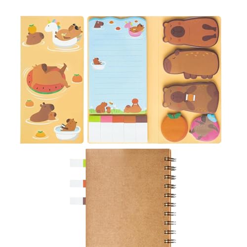 Capybara Haftnotizen Set - Capybara Haftnotizblöcke, Haftnotizen Ute Writing | Haftnotizen tägliche Erinnerung, Haftnotizen zum Beschriften mit Capybara Design, Haftnotizen von Generic