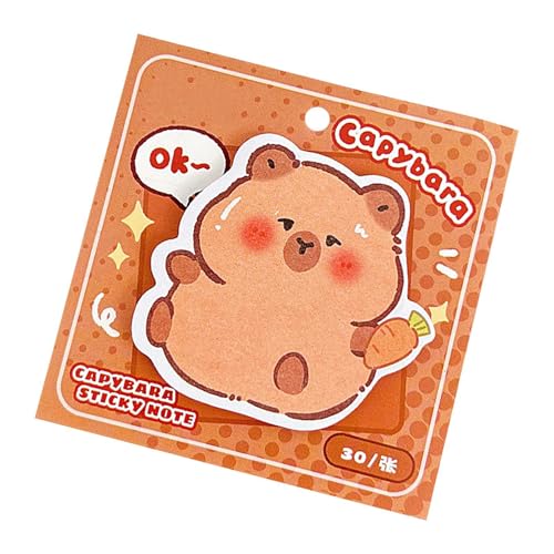 Capybara Notizblock - Fantasy Haftnotizen in Tierform, Vistaprint Capybara Sticky Note Pad | 30 Blatt Cartoon-Schulbedarf, Notizblock von Generic